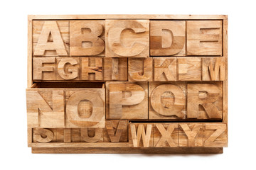 Wooden alphabet cabinet.