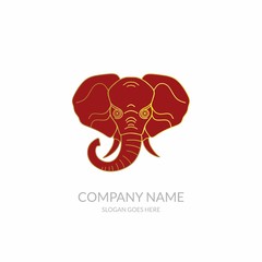 Animal Nature Farm Agriculture Business Company Stock Vector Logo Design Elephant Red Gold Template