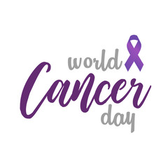 World Cancer day celebrated on 4th February- Purple ribbon for cancer day 