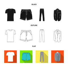 Vector illustration of man and clothing logo. Set of man and wear vector icon for stock.