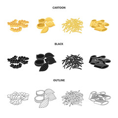 Vector illustration of pasta and carbohydrate icon. Collection of pasta and macaroni stock symbol for web.