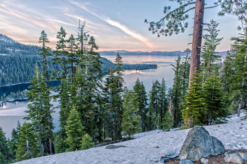 Emerald Bay at the Lake Tahoe on a beautiful Evening