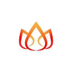 Abstract nature element fire flame line logo. Minimal design vector illustration.