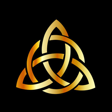 Golden triquetra celtic cross-3 point Celtic Trinity knot 