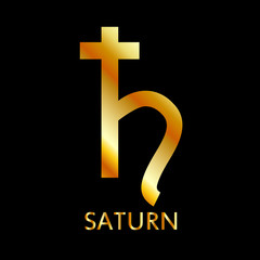 Zodiac and astrology symbol of the planet Saturn in gold colors- astronomical icon © shawlin