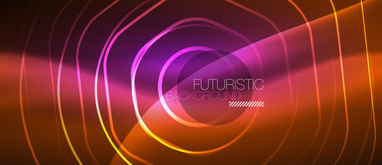 Neon glowing wave, magic energy and light motion background. Vector wallpaper template