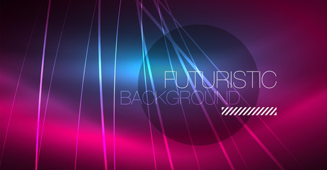 Naklejka premium Digital technology abstract background - neon geometric design. Abstract glowing lines. Colorful techno background. Futuristic shape.