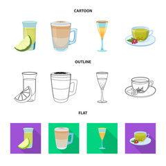 Isolated object of drink and bar sign. Set of drink and party vector icon for stock.