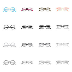 Vector design of glasses and frame symbol. Collection of glasses and accessory vector icon for stock.