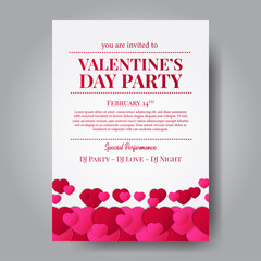 Valentine's party invitation poster . Love romance feminine. Vector illustration