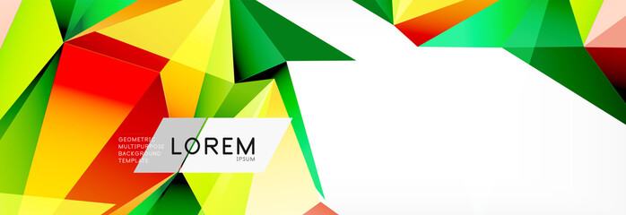 Triangle 3d polygonal art style. Future geometric design. Vector geometry futuristic illustration