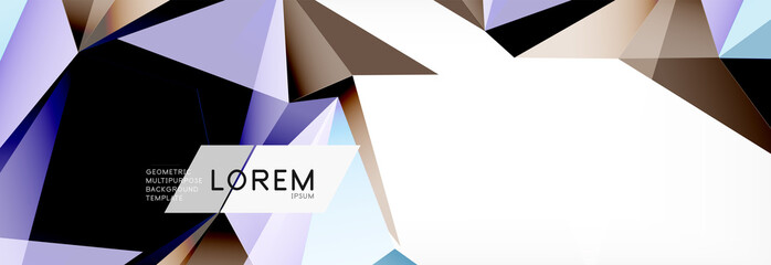 Triangle 3d polygonal art style. Future geometric design. Vector geometry futuristic illustration