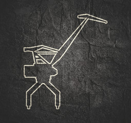Cargo sea port crane icon in thin line style.