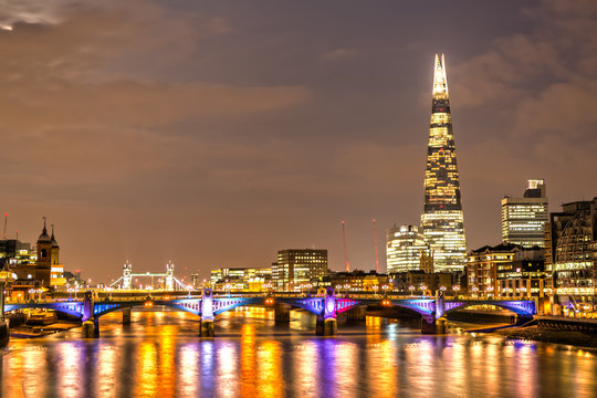 London Skyline and the Shard at Night