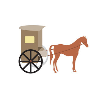 horse and carriage. flat vector design illustration