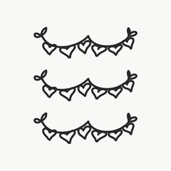 Vector of some banners, buntings, borders and dividers for your notes or whatever you want done by hand. Forms of heart