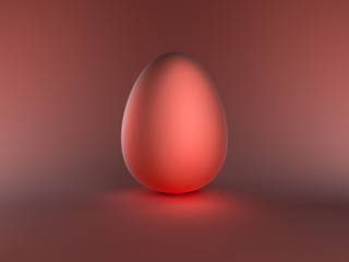 Coral egg on coral color background. Render.