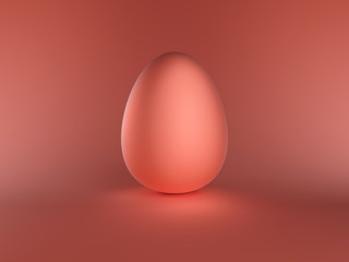 Coral egg on coral color background. Render.