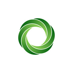 Abstract infinite loop logo, green circle icon