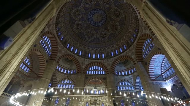 Edirne Ottoman Magnificent Selimiye Mosque Interior Dome