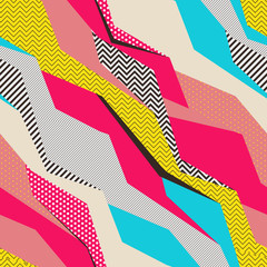 Colorful geometric pop art seamless pattern - obrazy, fototapety, plakaty