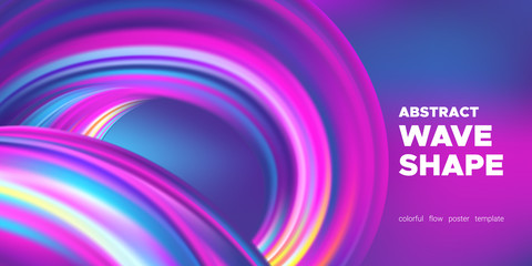 Colorful 3d Abstract Wave Banner.