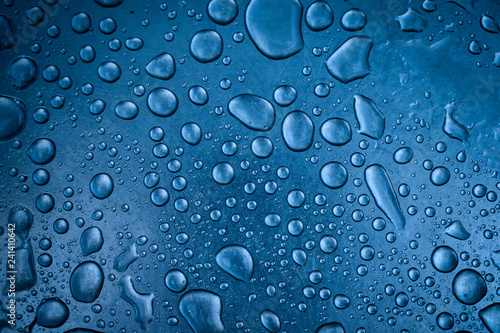 Water Drops On Metal Surface Macro With Shallow Depth Of