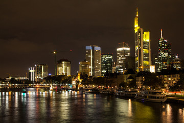 Fototapeta na wymiar Night view of the business district of the city of Frankfurt am Main. Germany