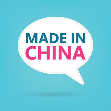 made in China written on a speech bubble- vector illustration
