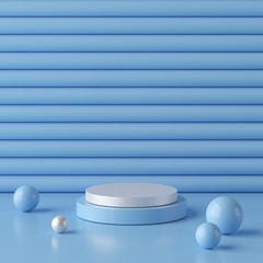 Abstract blue background with geometric shape podium for product. minimal concept. 3d rendering