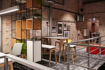 Interior of a modern industrial style loft office