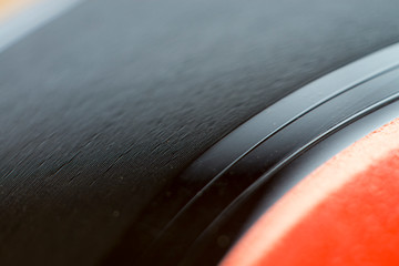 Close-up of Vinyl record music recording support