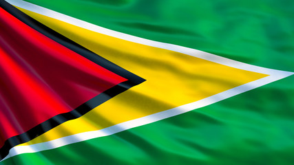 Guyana flag. Waving flag of Guyana 3d illustration