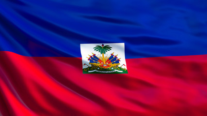 Haiti flag. Waving flag of Haiti 3d illustration