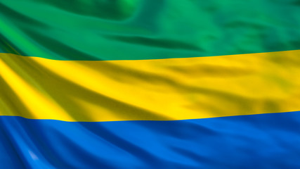 Gabon flag. Waving flag of Gabon 3d illustration
