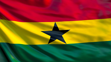 Ghana flag. Waving flag of Ghana 3d illustration