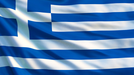 Greece flag. Waving flag of Greece 3d illustration