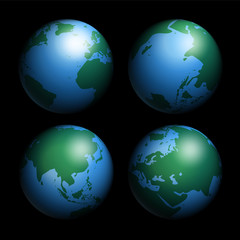 Earth globes isolated