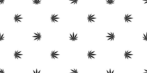 Cannabis seamless pattern. Marijuana floral pattern. Flat leaf of weed cannabis, monochrome black and whit. Marijuana design element seamless for fabric vector illustration.