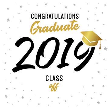 Calligraphy Graduating class of 2019 vector illustration. Class of 20 19 design graphics for decoration with golden and black colored for design cards, invitations or banner