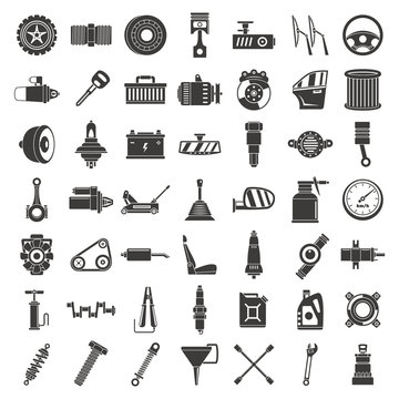 Motor Car Part Icon Set. Simple Set Of Motor Car Part Vector Icons For Web Design On White Background