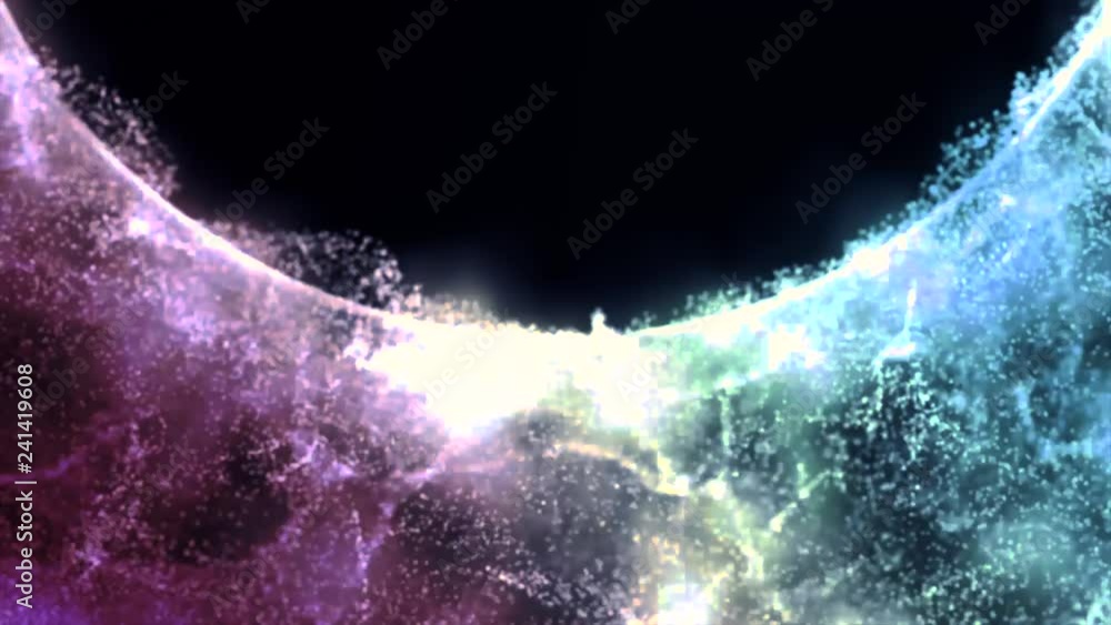 Poster defocused particle form abstract animated dark background. abstract energy effect for your presentat