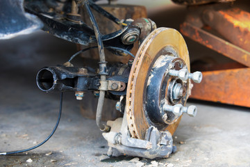 Brake discs for repair and replacement of car parts.car brake part at garage