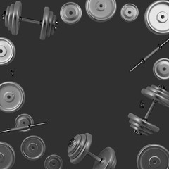 3D rendering image of a dumbbell for sports. Bodybuilding equipment