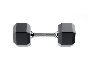 3D rendering image of a dumbbell for sports. Bodybuilding equipment on white background