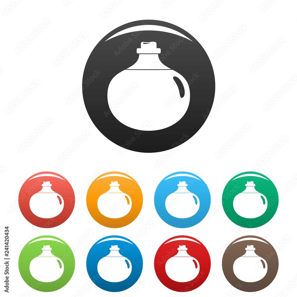 Poster aloe liquid icons set 9 color vector isolated on white for any design