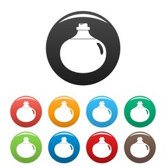 Aloe liquid icons set 9 color vector isolated on white for any design