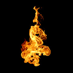 Fire flames collection isolated on black background