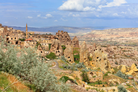 Old, antique residential caves in the mountains of Cappadocia