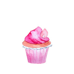 Hand drawn watercolors cupcake